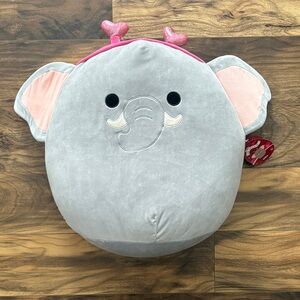 NWT - Squishmallow Mila 2023  - S16 Gray Elephant with Pink Heart Headband